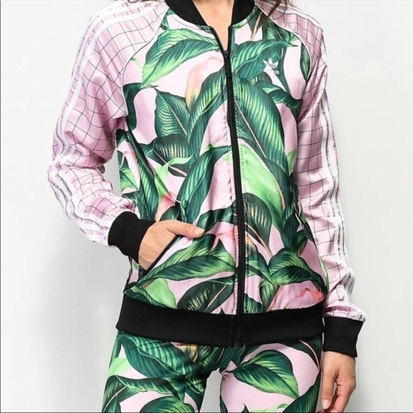 Adidas Original Farm Rio Pink Leaf Track Jacket - Picture 1 of 6